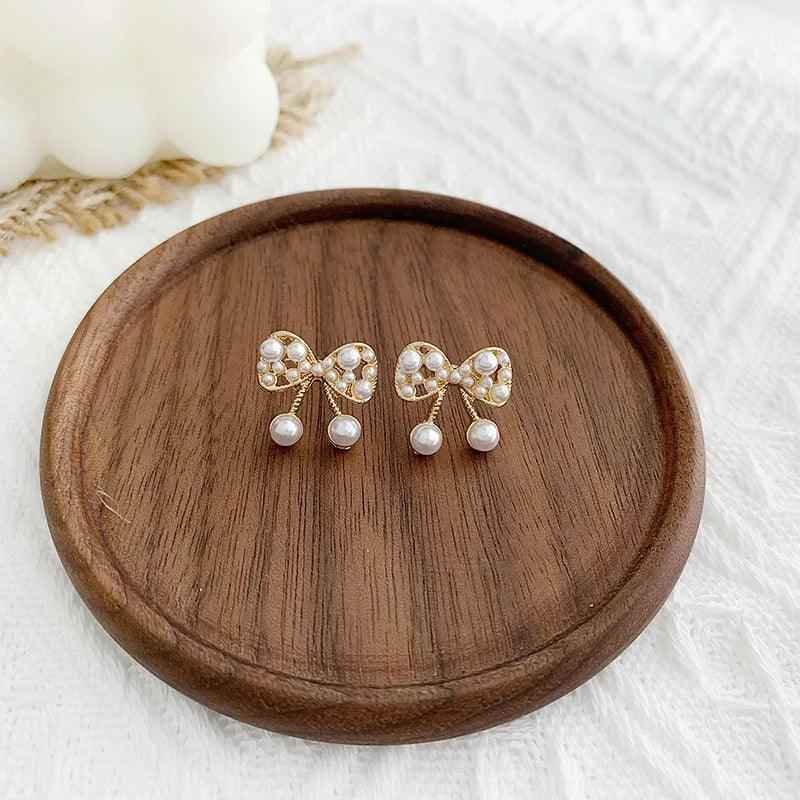 Elegant Pearl Bowknot Earrings Charm Jewelry XYS0206 Sweet Accessories - Touchy Style