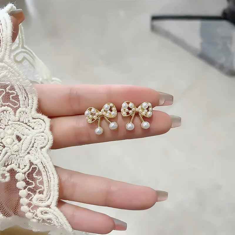 Elegant Pearl Bowknot Earrings Charm Jewelry XYS0206 Sweet Accessories - Touchy Style