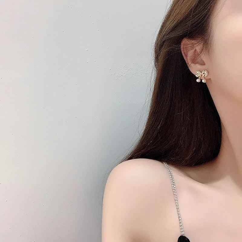 Elegant Pearl Bowknot Earrings Charm Jewelry XYS0206 Sweet Accessories - Touchy Style