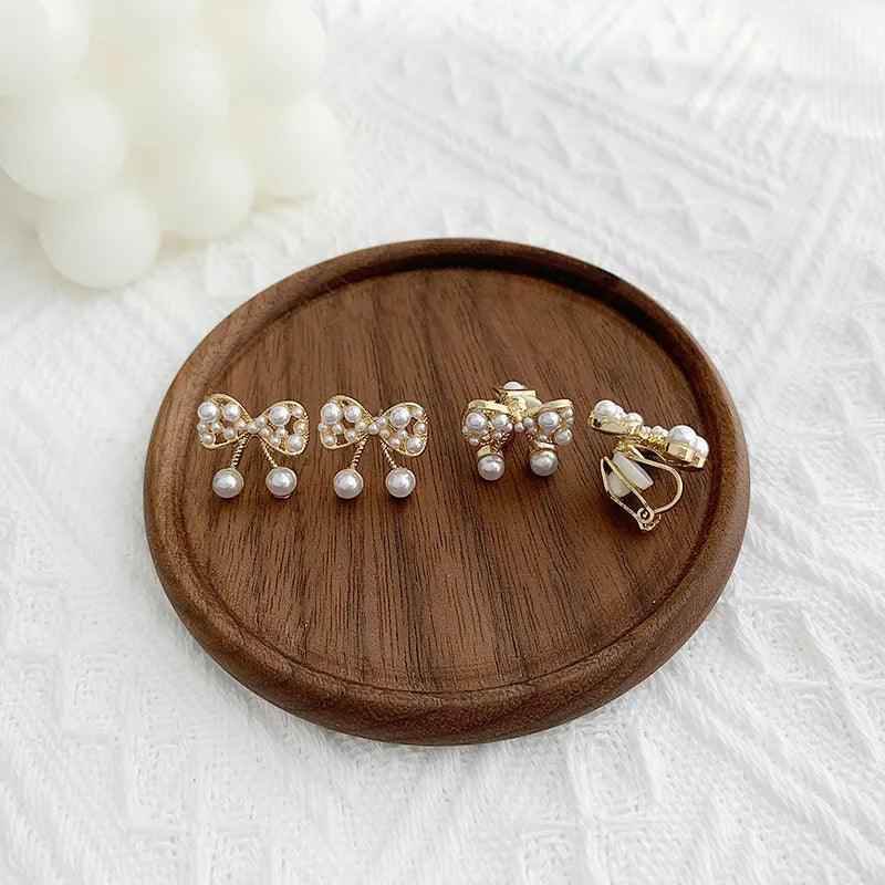 Elegant Pearl Bowknot Earrings Charm Jewelry XYS0206 Sweet Accessories - Touchy Style