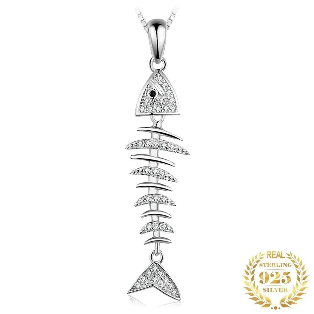 Fishbone 925 Sterling Silver Pendant Charm Jewelry JPOS0339 Without Chain - Touchy Style