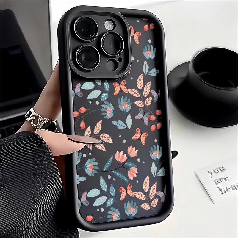 Floral Black Cute Phone Case For Huawei Honor 50, 90, 20, 9X Pro, X9, X30, Y9 Prime 2019, and Magic 5 Pro - CPC081 Pattern - Touchy Style .