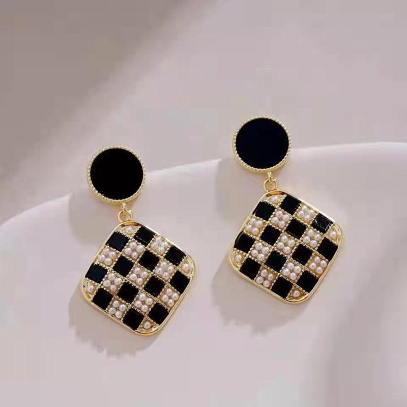 GZ405 Geometric Sweet Drop Earrings - Fresh Pearl Temperament Charm Jewelry - Touchy Style .