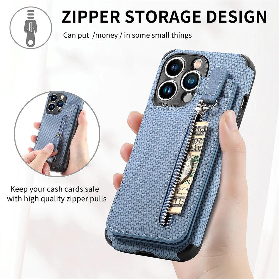 Half-wrapped Card Pocket Zipper Wallet Cute Phone Case for Galaxy S24 Plus S23 S22 S21 S20 FE Note 20 Ultra A73 A53 A52 A33 A32 5G - Touchy Style .