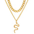 Hip Hop Gold Color Multilayer Snake Pattern Pendant Necklaces Charm Jewelry KOS0344 - Touchy Style .