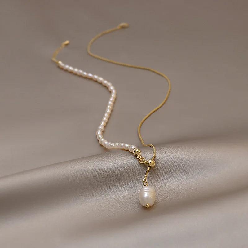 Necklaces Charm Jewelry NCJSO27 Elegant Natural Baroque Pearl Chain - Touchy Style