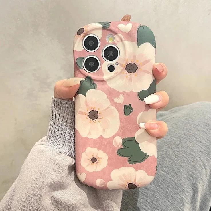 Pink Flowers - Soft Cute Phone Case KCPC For iPhone 15 Pro Max, 14, 13, 11, or 12 - Touchy Style .