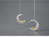 Puppy & Moon Long Dangle Earrings Charm Jewelry - 925 Sterling Silver - LFJB0265 - Touchy Style .