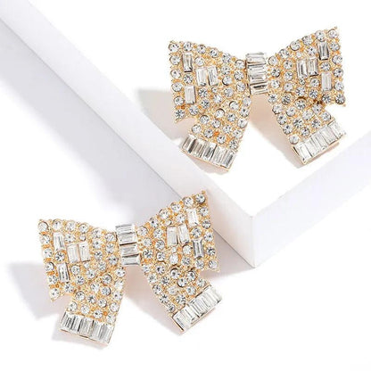 QAECJ5876 Big Earring Charm Jewelry - Fashion Rhinestone With Alloy Bowknot - Touchy Style