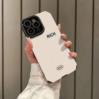 "Rich" Cute Solid Simple English Letter Phone Case for iPhone 15, 14, 13, 12, 11 Pro Max, 14, 15 Plus, 12, 13 Mini - Touchy Style .