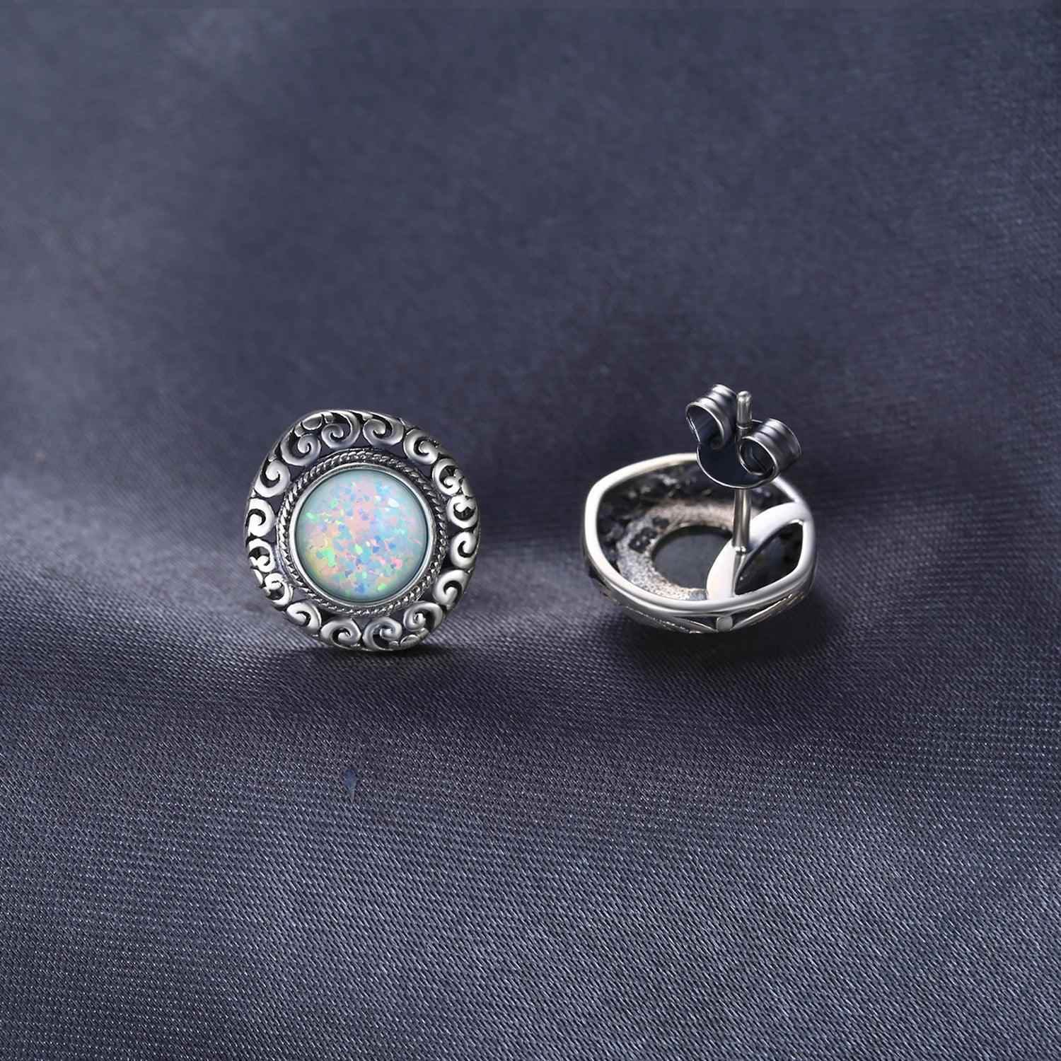 Round Gemstone 925 Sterling Silver Earrings Charm Jewelry JOS0353 - Touchy Style