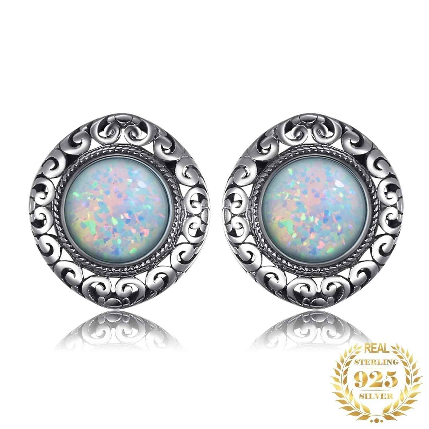 Round Gemstone 925 Sterling Silver Earrings Charm Jewelry JOS0353 - Touchy Style