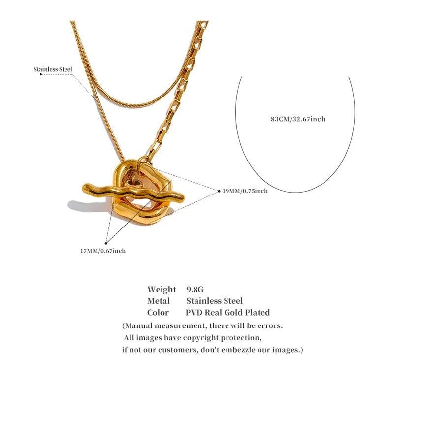 YH385A Necklace Charm Jewelry - Stainless Steel Double Layered - Touchy Style