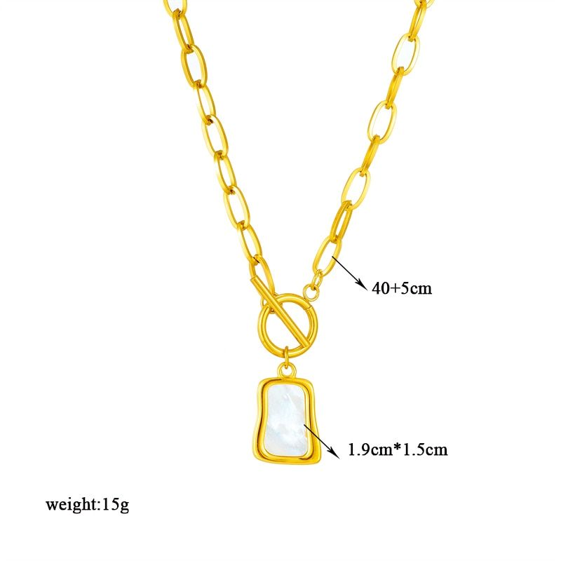 316L Stainless Steel Geometric Trapezoidal Necklace Charm Jewelry NCJOI43 - Touchy Style .