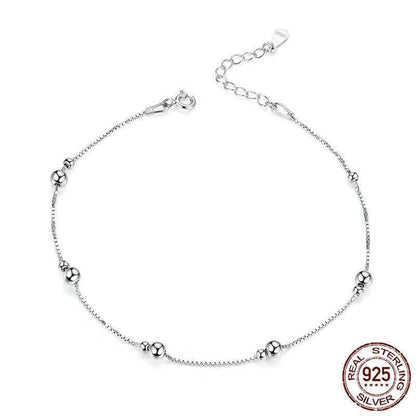 925 Sterling Silver Anklet Charm Jewelry Round Beads SCT005 - Touchy Style .