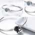 925 Sterling Silver Blue Eyes Clear Heart Bangle & Bracelet Charm Jewelry 