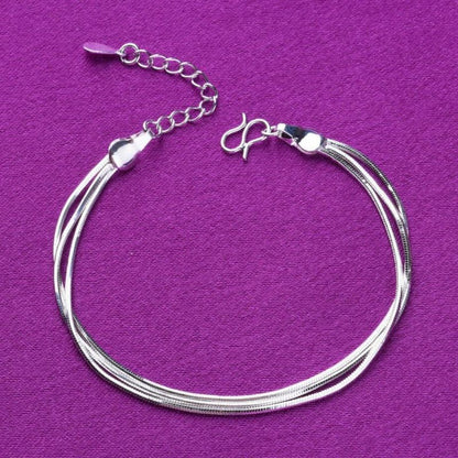925 Sterling Silver Double Layer Anklet Charm Jewelry Simple X9SS0146 - Touchy Style .