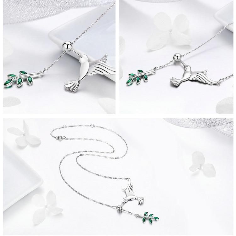 925 Sterling Silver Spring Bird &amp; Tree Pendant Necklace Charm Jewelry - Touchy Style .