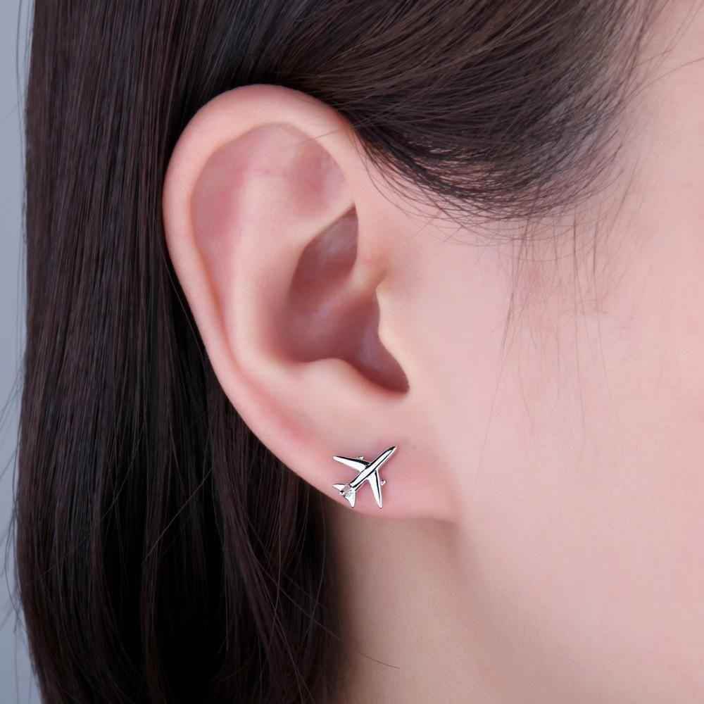 Airplane 925 Sterling Silver Long Earrings Charm Jewelry JOS0126 - Touchy Style