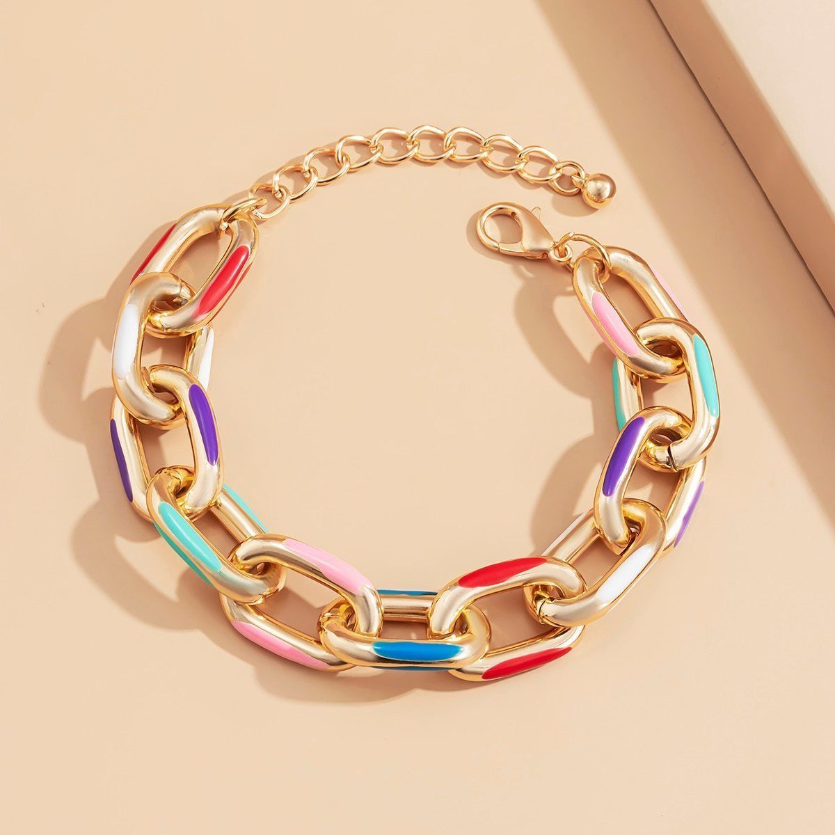 Bracelet Charm Jewelry Thick Aluminum Chain Printed Metal Couple Bangles 2021 Fashion - Touchy Style .