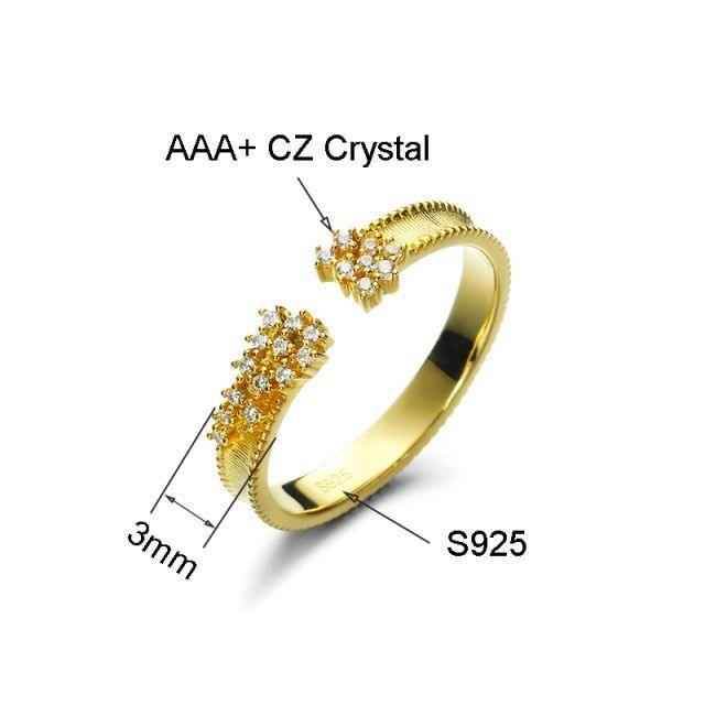 Crystal 925 Sterling Silver Adjustable Finger Rings Charm Jewelry LOS0236 - Touchy Style