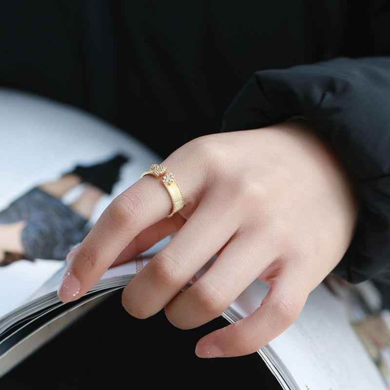 Crystal 925 Sterling Silver Adjustable Finger Rings Charm Jewelry LOS0236 - Touchy Style