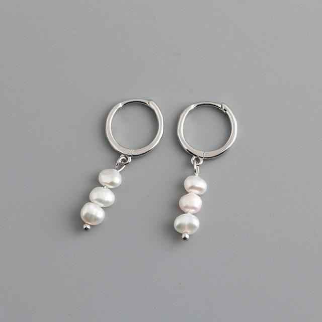 Earring Charm Jewelry Genuine 925 Sterling Silver Natural Freshwater Baroque Pearl Earrings 2021 - Touchy Style
