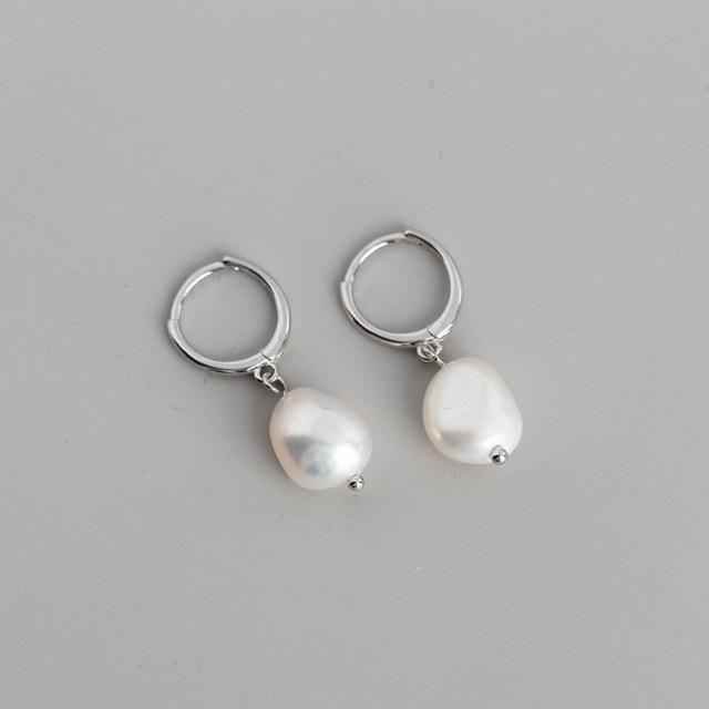 Earring Charm Jewelry Genuine 925 Sterling Silver Natural Freshwater Baroque Pearl Earrings 2021 - Touchy Style