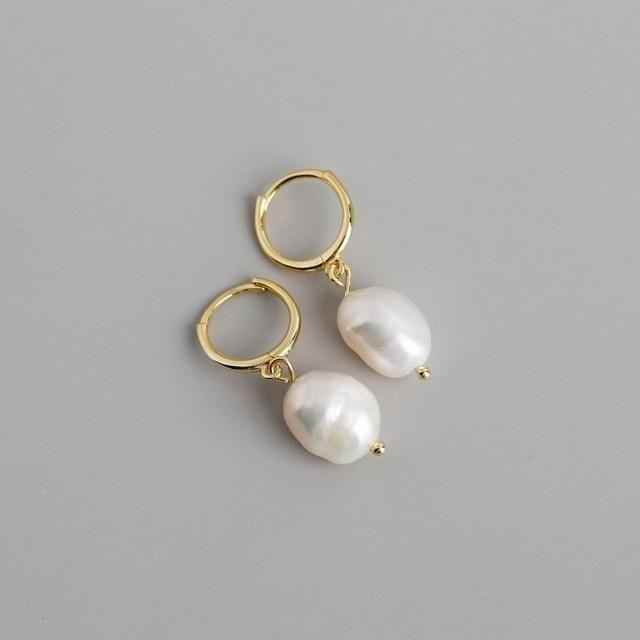 Earring Charm Jewelry Genuine 925 Sterling Silver Natural Freshwater Baroque Pearl Earrings 2021 - Touchy Style