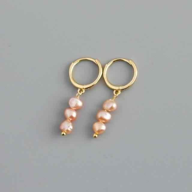 Earring Charm Jewelry Genuine 925 Sterling Silver Natural Freshwater Baroque Pearl Earrings 2021 - Touchy Style