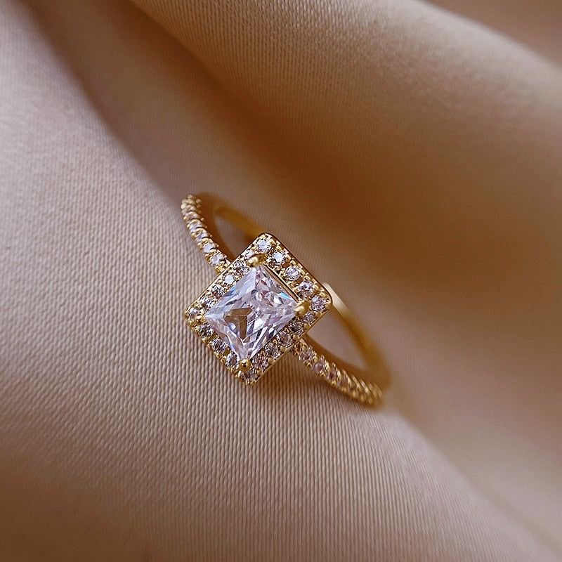 Exquisite Simple Square Zircon Open Finger Rings Charm Jewelry RCJNN46 - Touchy Style .