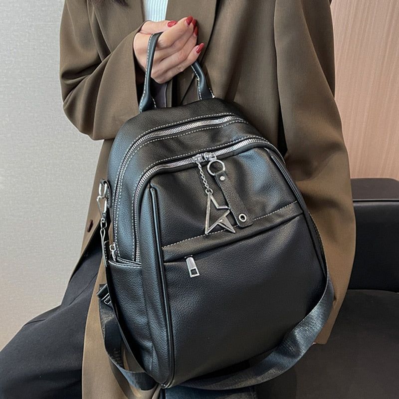 High Quality Women's Soft Leather Backpack Luxury Designer Backpacks for  School Teenagers Girls Cute Female Small Bagpack Brand