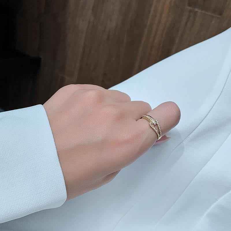 Geometric Golden Open Finger Rings Charm Jewelry XYS1158 - Touchy Style
