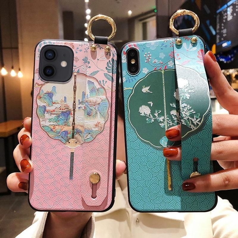 Wrist Strap Phone Holder Stand Case For Iphone 11 12 Pro Max 12mini X Xsmax  Xr 8 7 6 6s Plus Se Case Iphon 11 Pro Leather Square - Mobile Phone Cases &  Covers - AliExpress