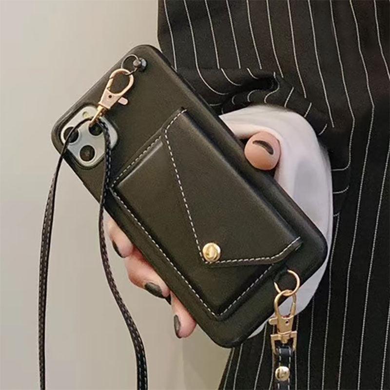  Luxury Crossbody Lanyard Card Holder Wallet Leather case for  iPhone 13 11 pro 12 pro max 14 14pro x xr xs 7 8plus Phone Bag,Green,for  iPhone X : Cell Phones & Accessories