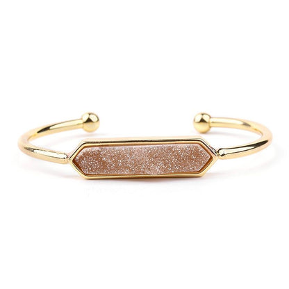 Natural Stone Bracelets Charm Jewelry BR004 Golden Bangles - Touchy Style .
