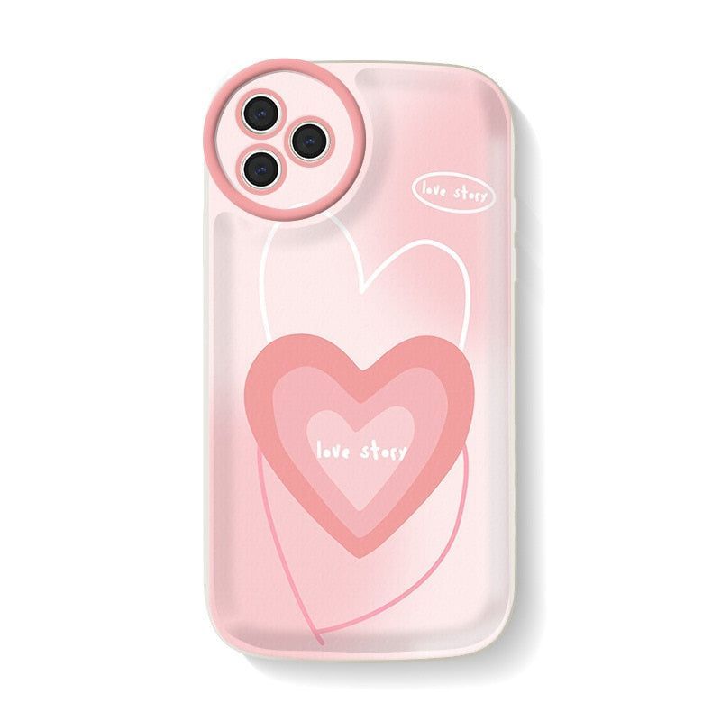 Korean White Heart Makeup Mirror Cute Phone Cases For iPhone 14 Pro Max 13  11 12 14 Plus XS X XR