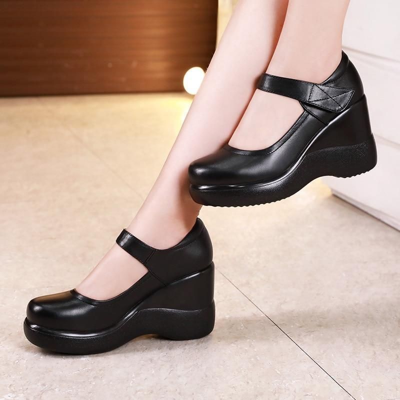  Platform Sandals Women's Wedge High Heels Platform Patent  Leather Comfortable Pumps Women White, Red, Black (Color : Black, Size :  43) : Clothing, Shoes & Jewelry