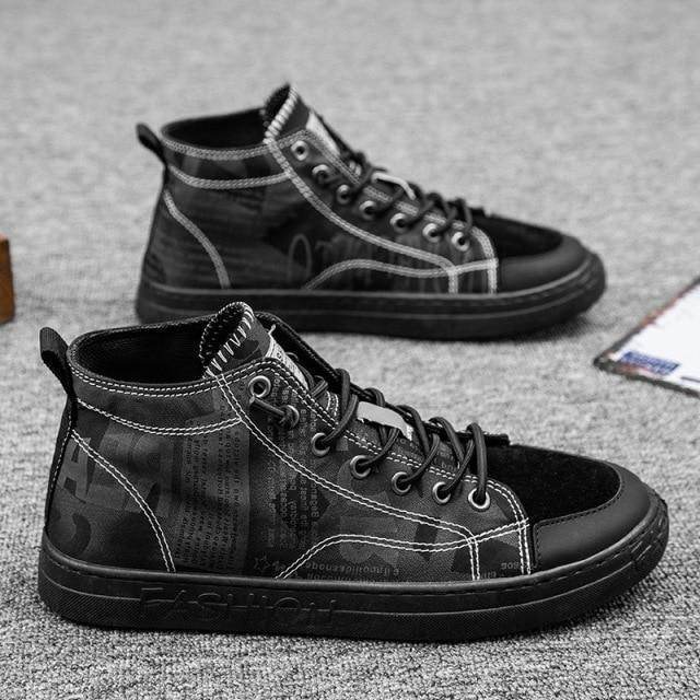 ⭕️ 2021 Men Causal Shoes High Top Canvas Shoes Designer Shoes Autumn Winter Sneakers Black White - Touchy Style