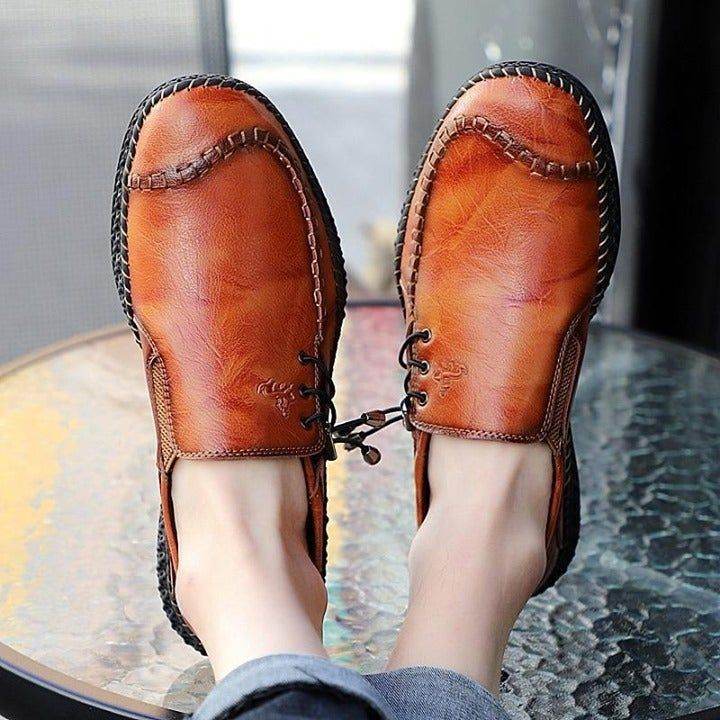 ✪ Casual Shoes Comfortable Men Casual Shoes Handmade Genuine Leather Loafers Men Shoes Breathable - Touchy Style