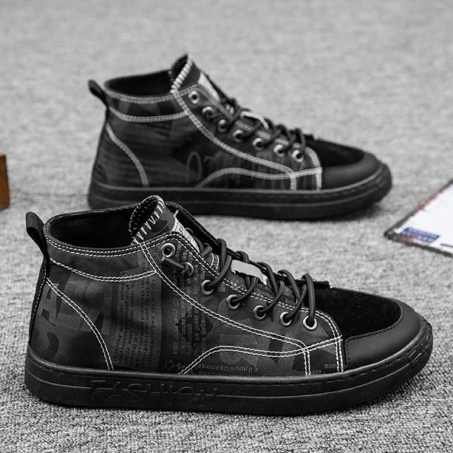 ⭕️ 2021 Men Causal Shoes High Top Canvas Shoes Designer Shoes Autumn Winter Sneakers Black White - Touchy Style .