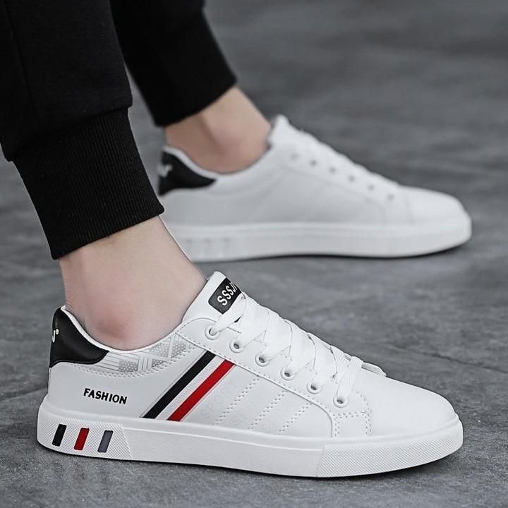 2021 Men's Casual Shoes Lightweight Breathable Flat Lace-Up White Vulcanized Tennis Sneakers at $29. - Touchy Style .