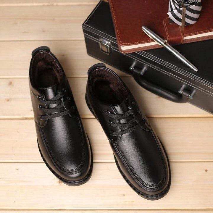 ✪ Comfortable Men Leather Boots Fur Thick Composite Sole Winter Casual Shoes Men Cowhide Leather D - Touchy Style