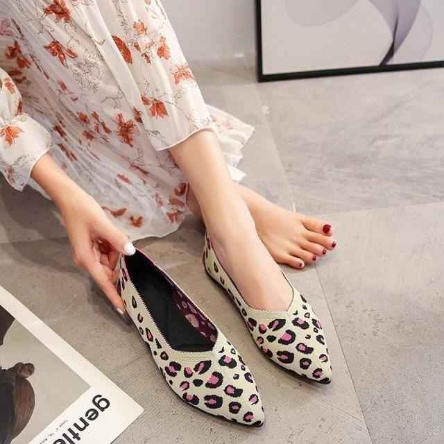 👟 $47.58 | Women's Casual Shoes 2021 Flat Ballet Breathable Knit Pointed Toe Soft Shoes .<br />
<