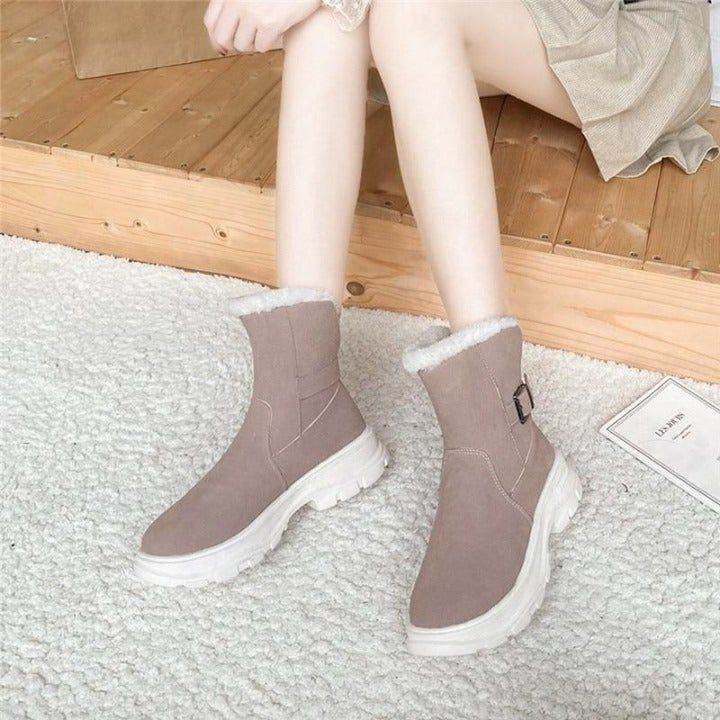 ☑️ $32.54 | Winter Women's Boots Warm Casual Shoes With Plush Round Toe Mid Heel Fashion Ankle B - Touchy Style