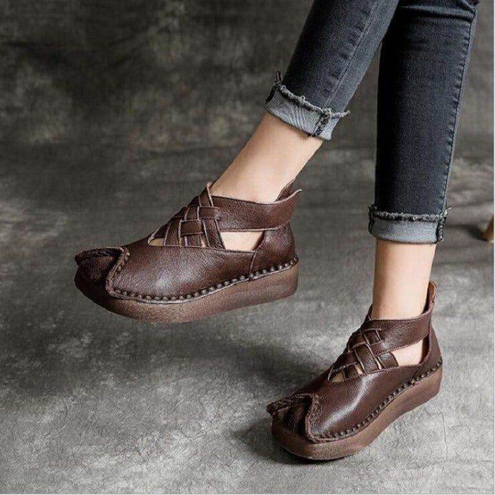 ⁌ Women's Casual Shoes Brown Handmade Leather vintage Weaving Flats ⁍ <br />
.<br />
⚡️ Link - Touchy Style
