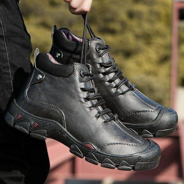 🔥 Men's Casual Shoes Genuine Leather Boot Plush Ankle Snow Work Shoes . | $65.8 <br />
<br />
 <b - Touchy Style