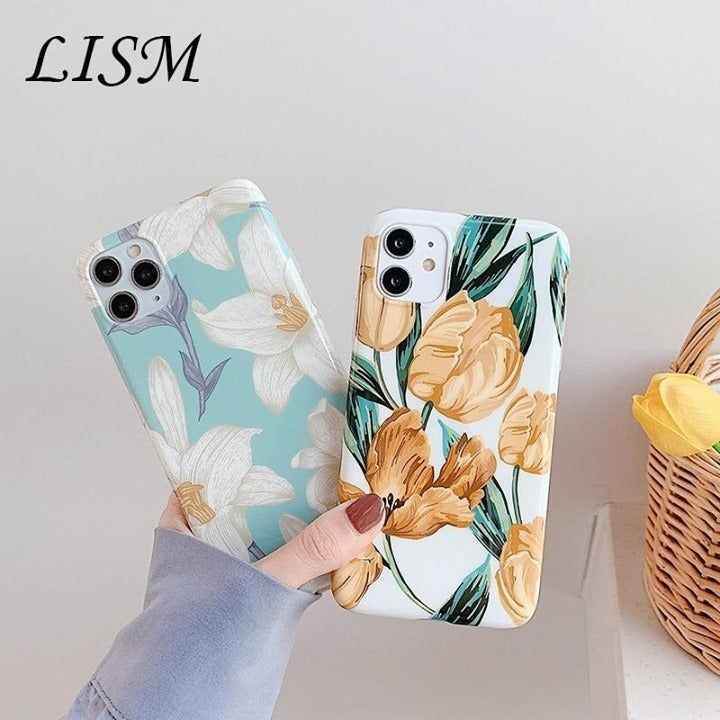 Glossy colored flowers Phone Case For iphone 8 Plus 6 6S 7 X XS Max XR 11 11Pro Max - Touchy Style