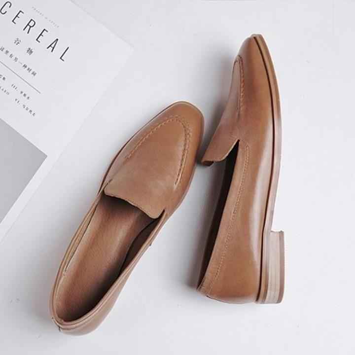 Rate this 1-5 💫👇<br />
.<br />
.<br />
⭕️ Women's Casual Shoes Brown Leather Flats Footwea