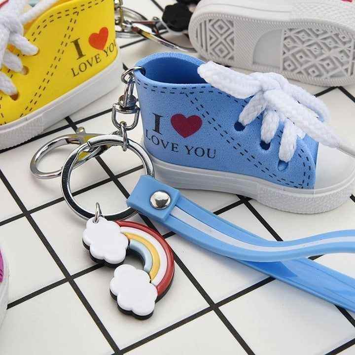 ✪ ZG 2019 Mini Silicone Canvas Shoes Keychain Bag Charm Woman Men Kids Key chain Cute Key Holder u - Touchy Style